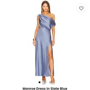 ASTR the Label Monroe Dress in Slate Blue, Satin, Size S